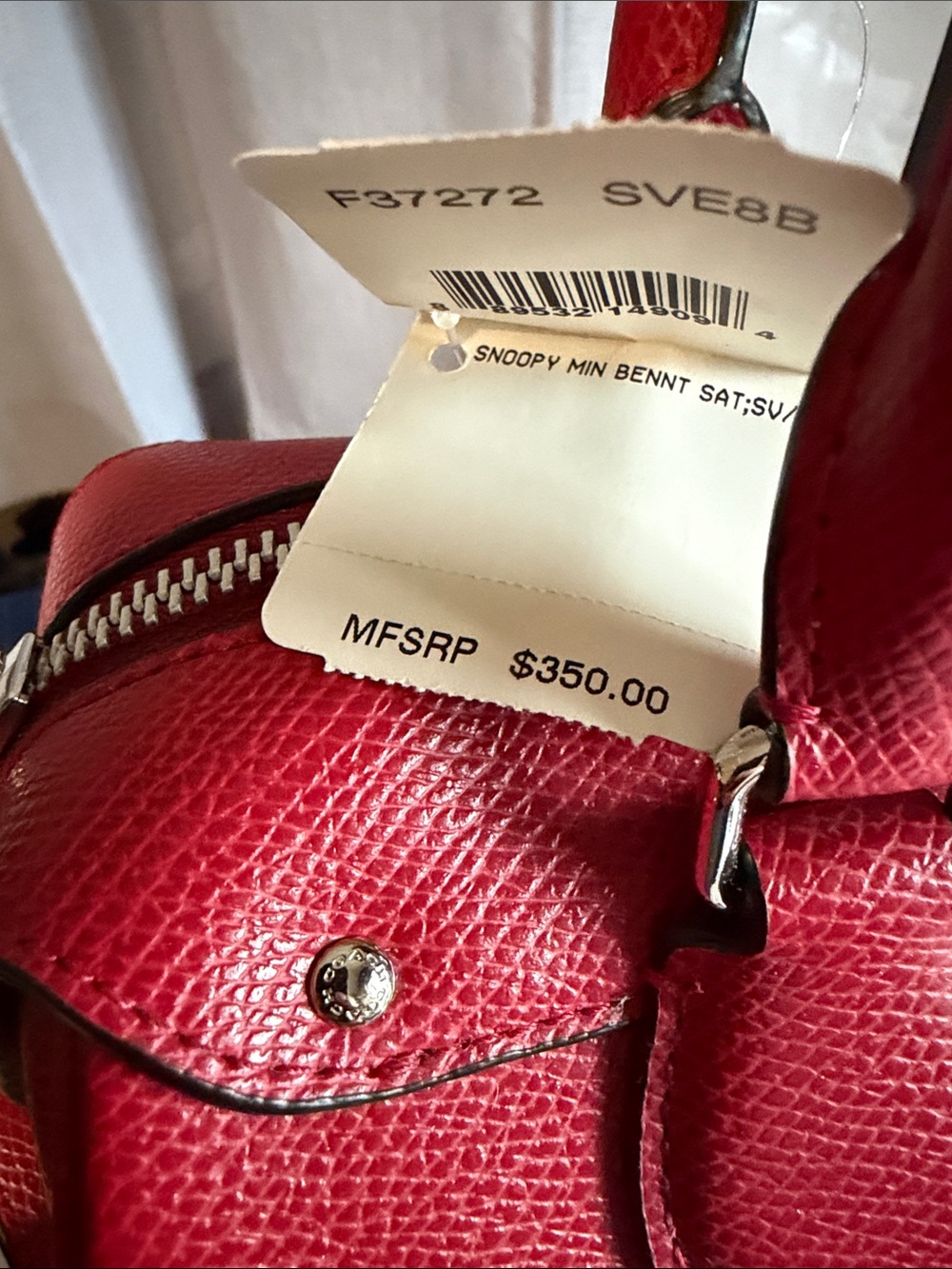 COACH Peanuts X (F37272) Red Pebbled Bennet Satchel 2015 - 2016 - Picture 5 of 11